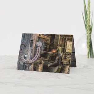 Welder Vintage Blacksmith Horseshoes Card