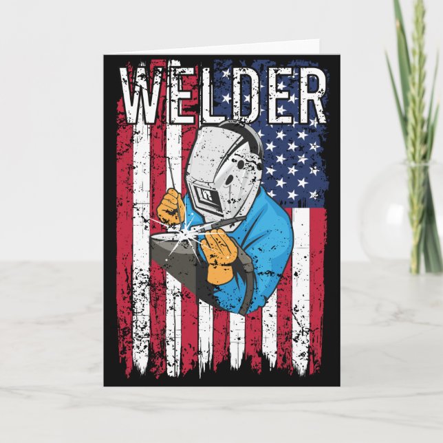 Welder Vintage USA American Flag Welding Card (Front)
