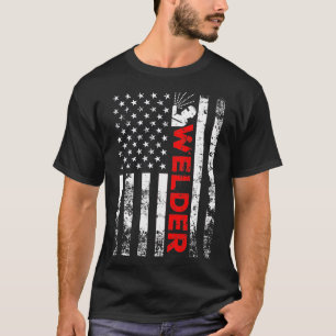 Welder Vintage USA American Flag Welding T-Shirt