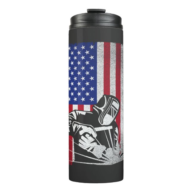 Welder Vintage USA American Flag Welding  Thermal Tumbler (Front)