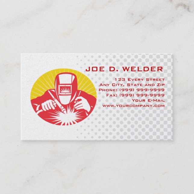 welder welding at work business card (Front)