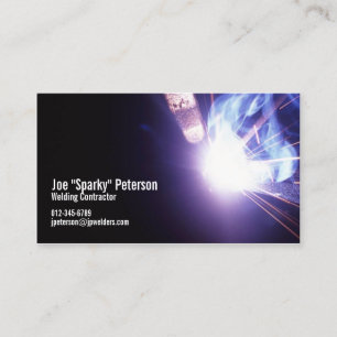 Welder Welding Sparks Purple Business Card