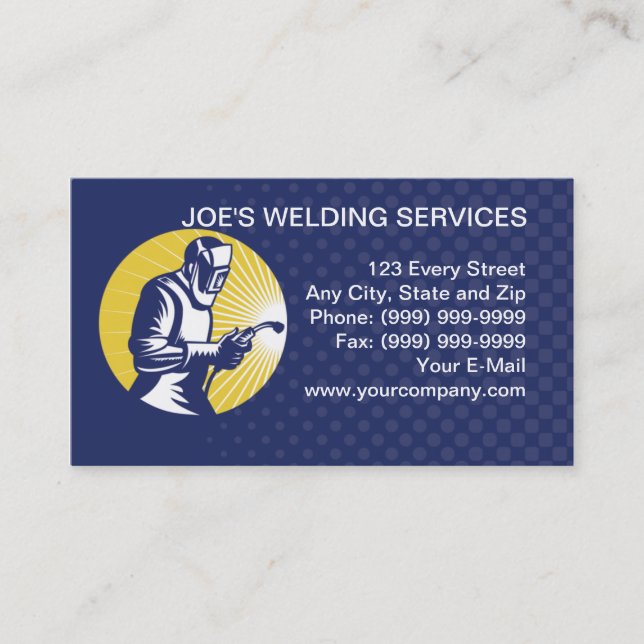 welder welding  worker business card (Front)
