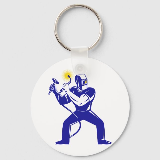 welder welding  worker cartoon key ring (Front)