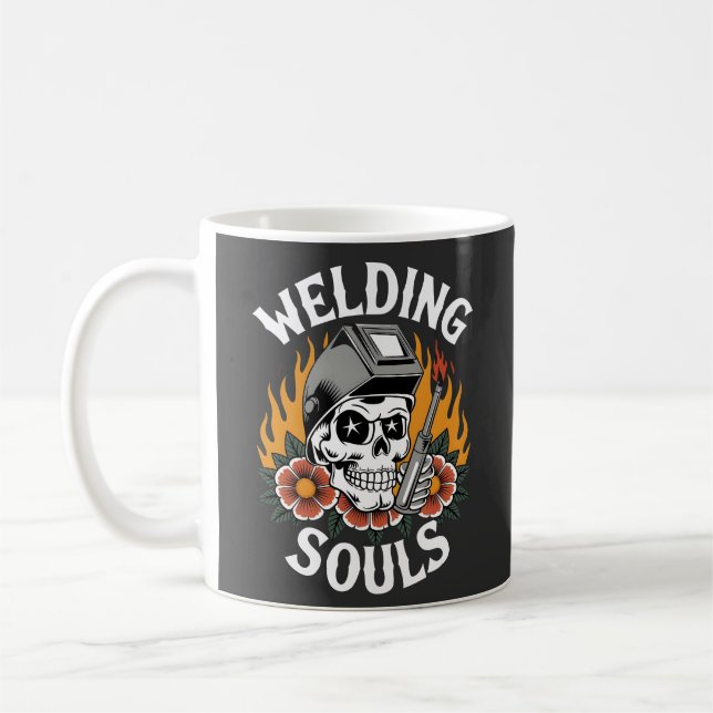 welder working design- skull welders horror coffee mug (Left)