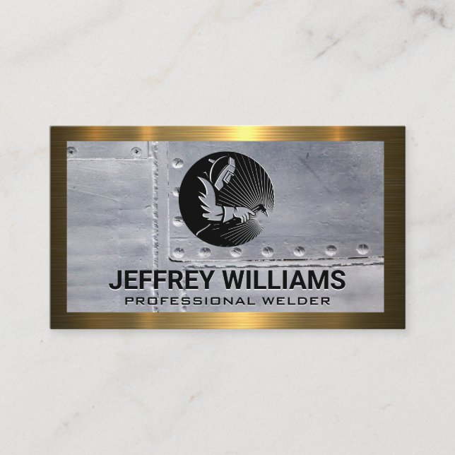 Welder Working | Metal Rivets Business Card (Front)