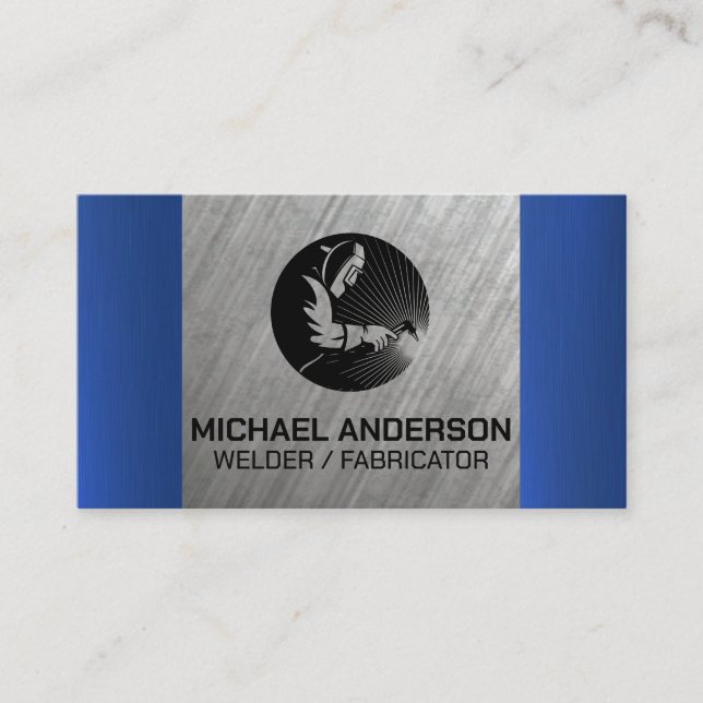 Welder Working on Metal | Contractor | Builder Business Card (Front)