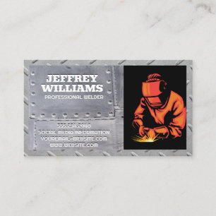Welder Working Sparks Metal Steel Rivets Business Card