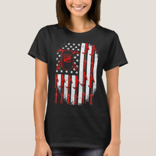 Welding American Flag Welder Distressed T-Shirt