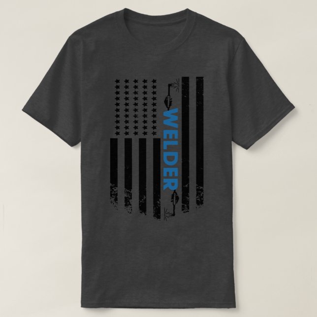 Welding American Welder Flag T-Shirt (Design Front)