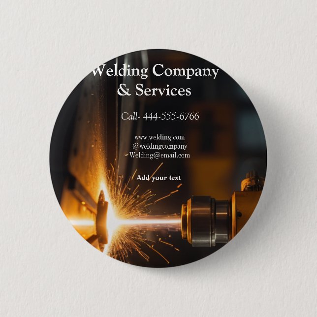 Welding contract construction add name contact no 6 cm round badge (Front)