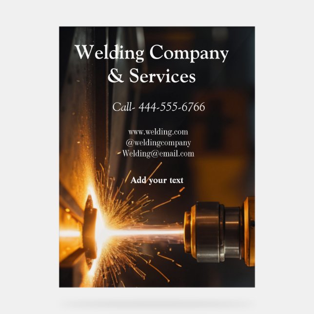 Welding contract construction add name contact no acrylic sign (Front)