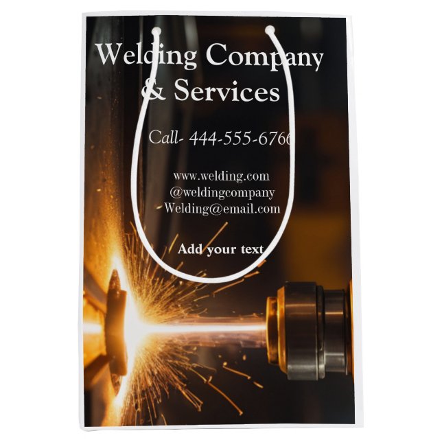 Welding contract construction add name contact no medium gift bag (Front)
