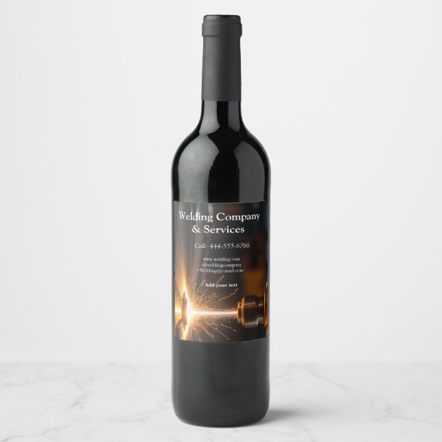 Welding contract construction add name contact no wine label (Front)