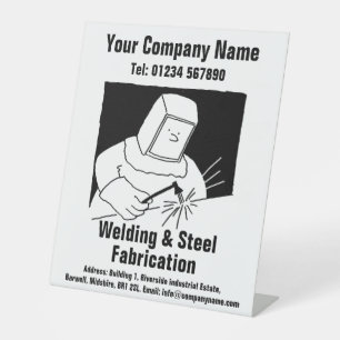 Welding & Fabrication Cartoon Design Pedestal Sign