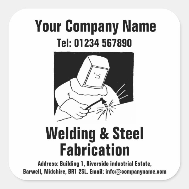 Welding & Fabrication Cartoon Design Square Sticker (Front)