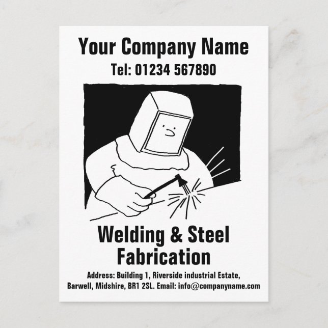 Welding & Fabrication Cartoon to Personalise Postcard (Front)