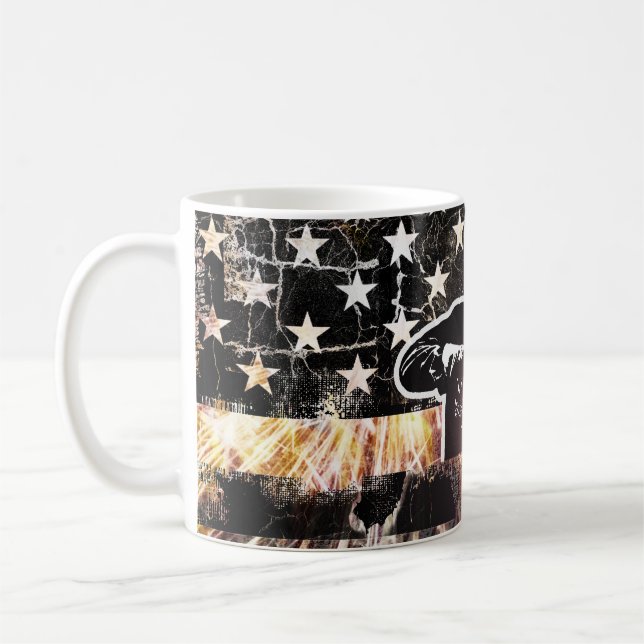 Welding Flag Sparks and Flames Coffee Mug (Left)