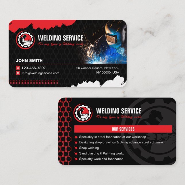 Welding Service, Fabricator, welding contractors Business Card (Front/Back)