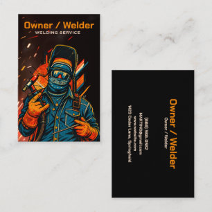 Welding Service Welder Custom Name Mascot Business Card