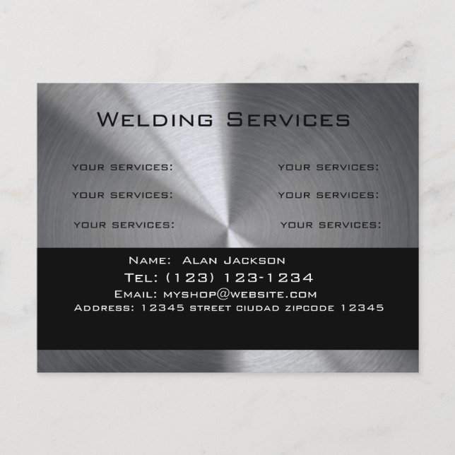 Welding Services Business card editable (Front)