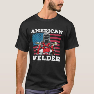 Welding Usa Metal Worker American Welder Flag T-Shirt