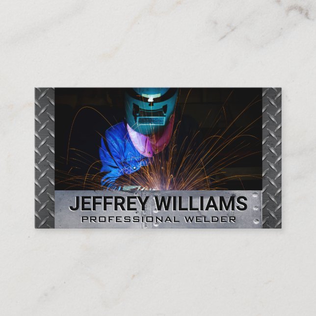 Welding Worker | Steel Rivets Business Card (Front)