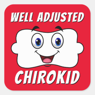 Well Adjusted ChiroKid Happy Vertebra Chiropractic Square Sticker