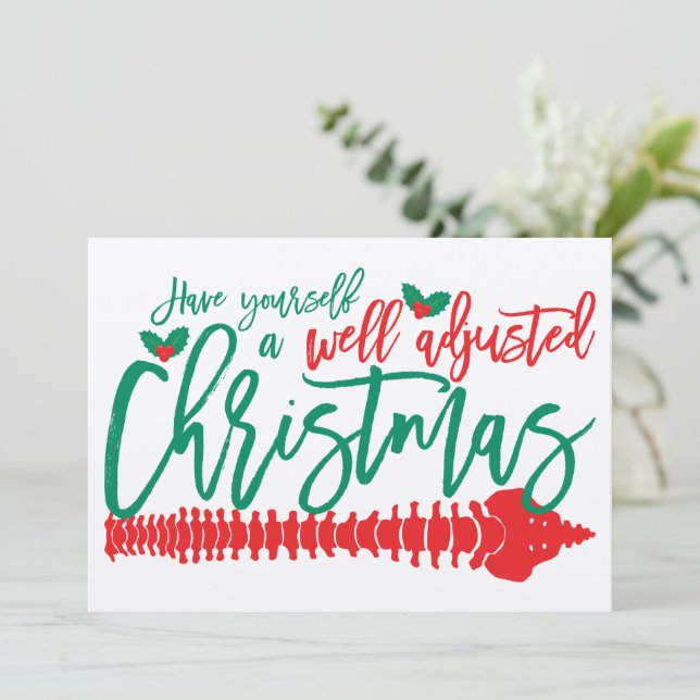 Well Adjusted Christmas Chiropractic Flat Card (Standing Front)