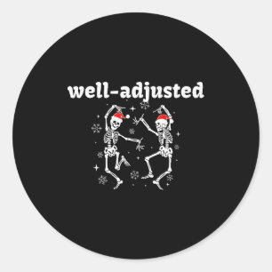 Well-adjusted Skeleton Santa Hat Chiropractic Chri Classic Round Sticker