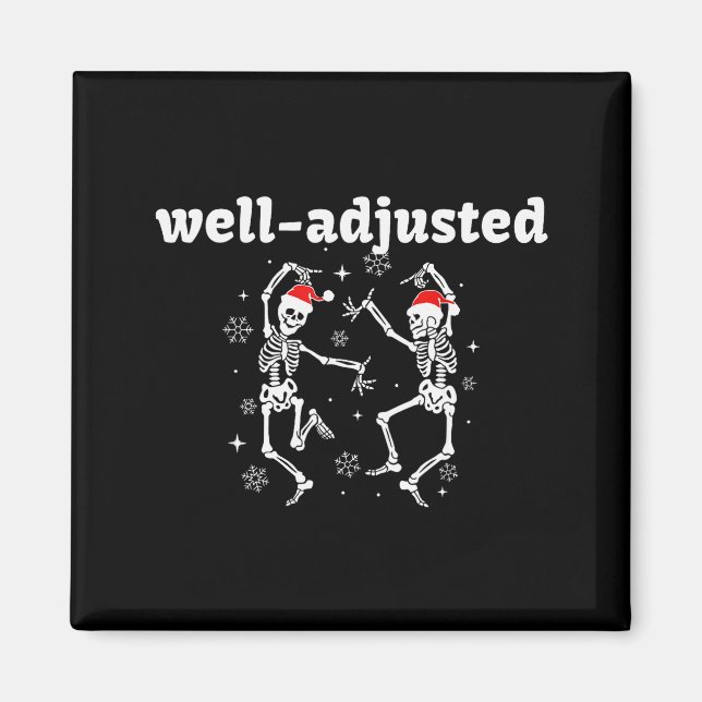 Well-adjusted Skeleton Santa Hat Chiropractic Chri Magnet (Front)