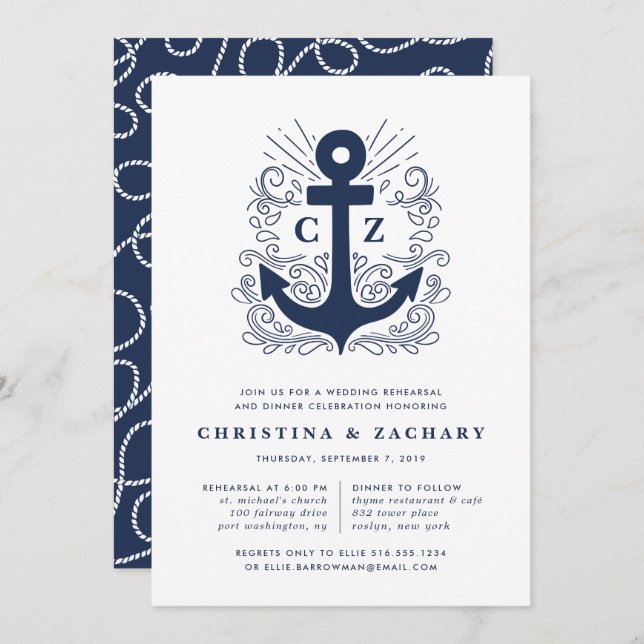Well Anchored | Rehearsal Dinner Invitation (Front/Back)