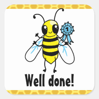 well_done_busy_bee_square_sticker-r7454e