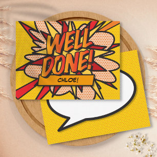 WELL DONE Fun Retro Comic Book Pop Art Postcard