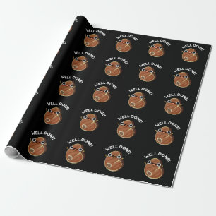 Well Done Funny Steak Pun Dark BG Wrapping Paper