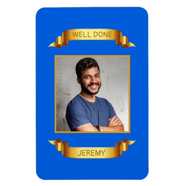 Well Done Gold Scroll, Custom Photo - Personalized Magnet (Vertical)