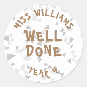 Well Done Personalised Teacher Encouragement Classic Round Sticker