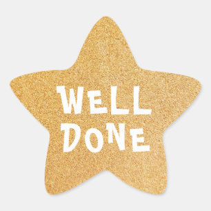 Well Done Personalised Teacher Gold Glitter Star S Sticker