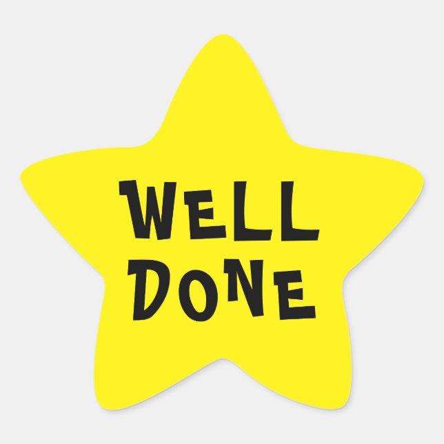 Well Done Personalized Teacher Yellow Star Sticker (Front)