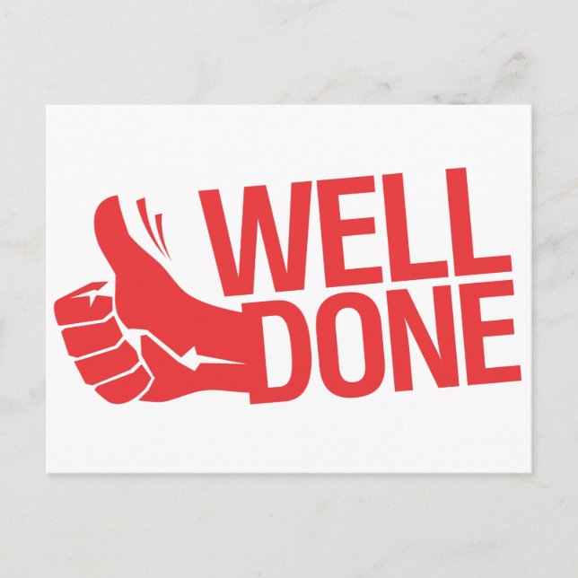 Well done red sign postcard (Front)