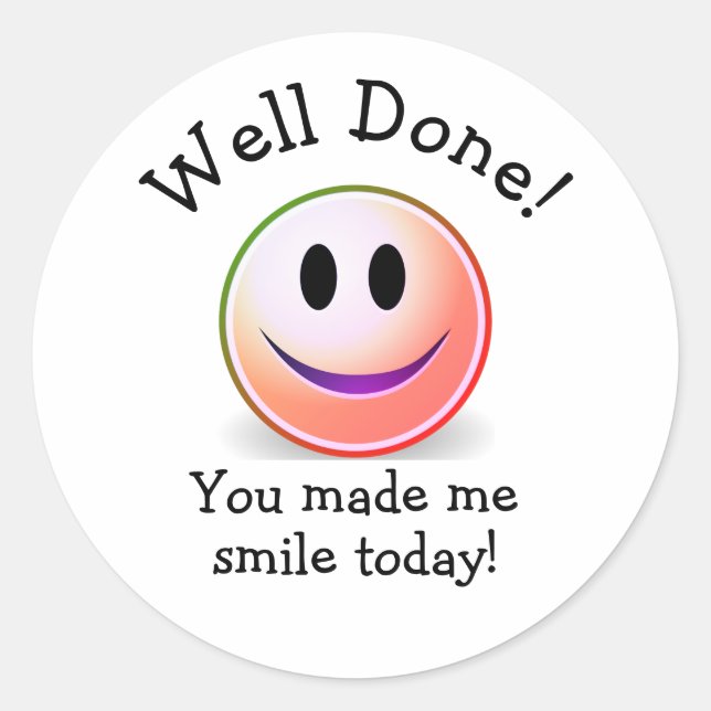 WELL DONE Smile Teacher Classic Round Sticker (Front)