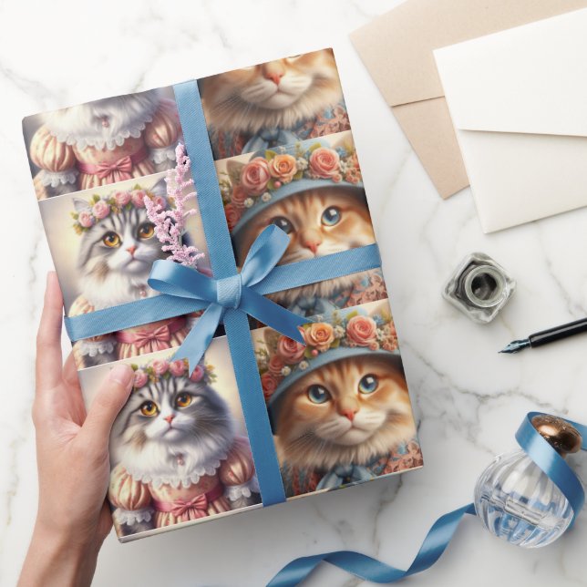 Well Dressed Cats Collage  Wrapping Paper (Gifting)