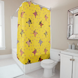 Well Dressed Cats Making Paw Prints in the Sunshin Shower Curtain