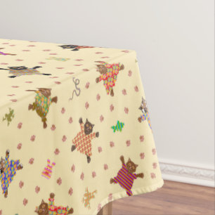 Well Dressed Cats with Funky Plushies Tablecloth