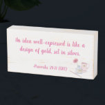 Well Expressed Idea Creator Wooden Box Sign<br><div class="desc">Use this charming wood sign to inspire all your ideas well! Illustration features an ink bottle,  Gerber daisy,  paintbrush and cup of tea... all the essentials for idea formation. Proverbs 25:11</div>