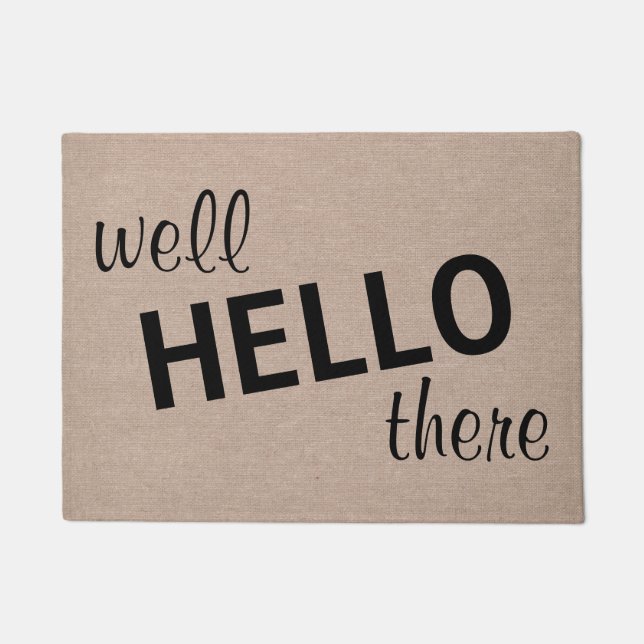 Well hello there funny quote saying hipster humour doormat (Front)