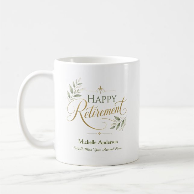 We'll Miss You Around Here Personalised Name Coffee Mug (Left)