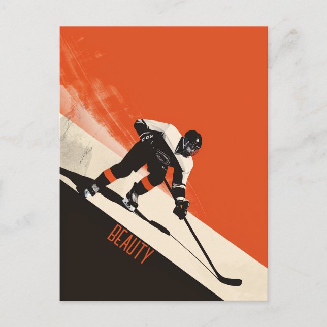 Well Performing Ice Hockey Player Postcard (Front)