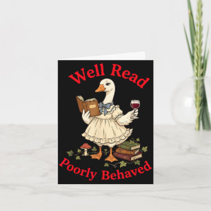 Well read poorly behaved book lovers introverts card