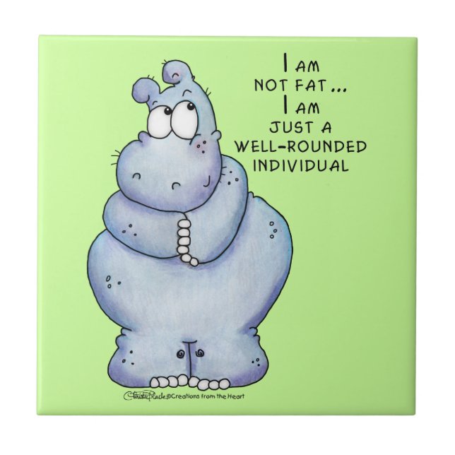 Well-Rounded Hippo-Blue Hippopotamus Tile (Front)